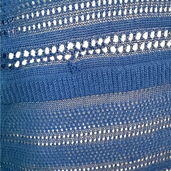 Express Blue Crew Neck Sweater with Open-Knit Design - Picture 2 of 6